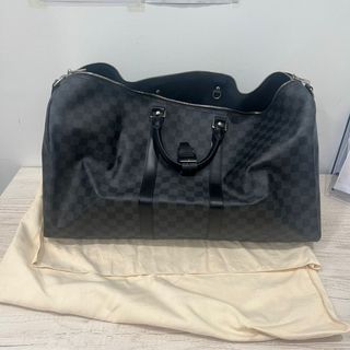 Louis Vuitton Boston Bag N41413 Damier Graphite Keepall 55 Bandouliere  Black