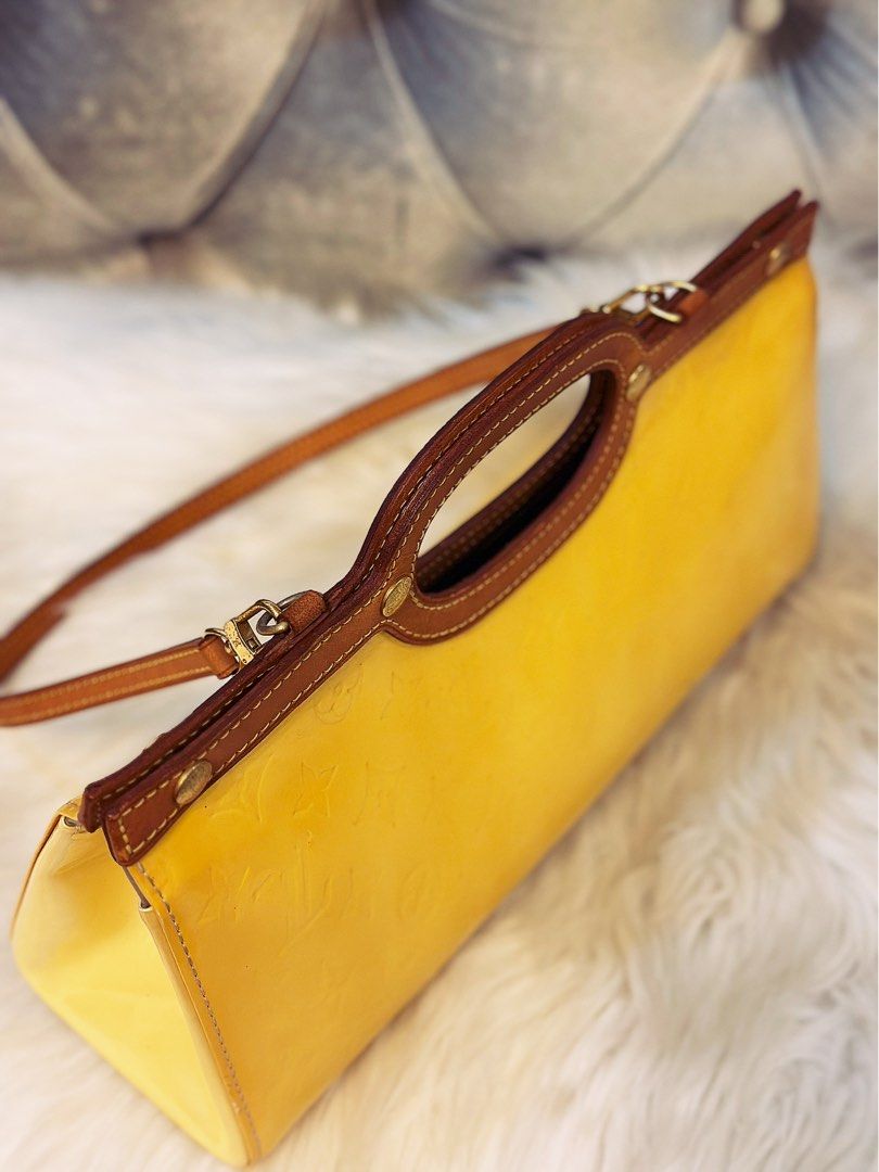 Louis Vuitton Vernis Enamel Leather 2way Bag Yellow Roxbury Drive Yellow  16*32cm