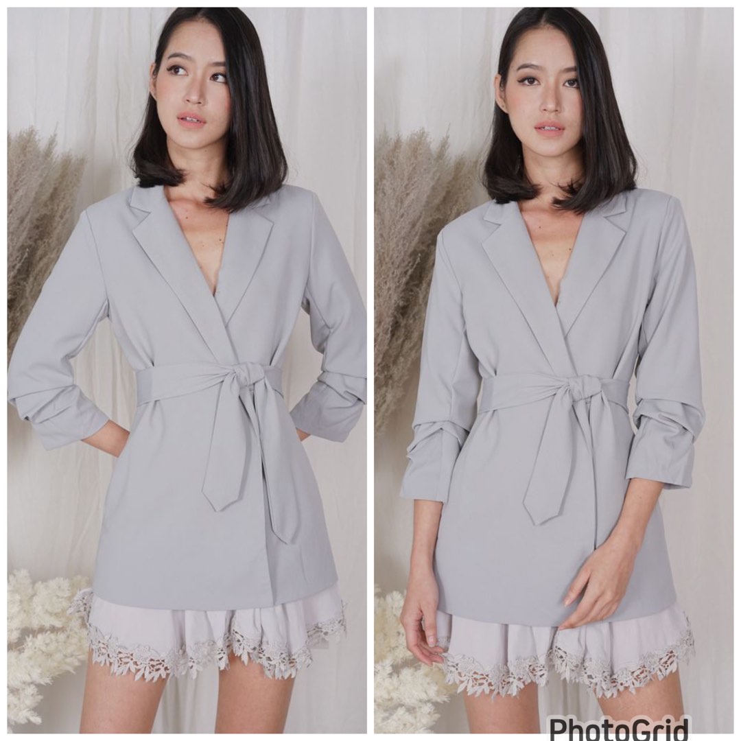 MDS Jundio Baazer Dress in Ash Blue, Women's Fashion, Dresses & Sets,  Dresses on Carousell