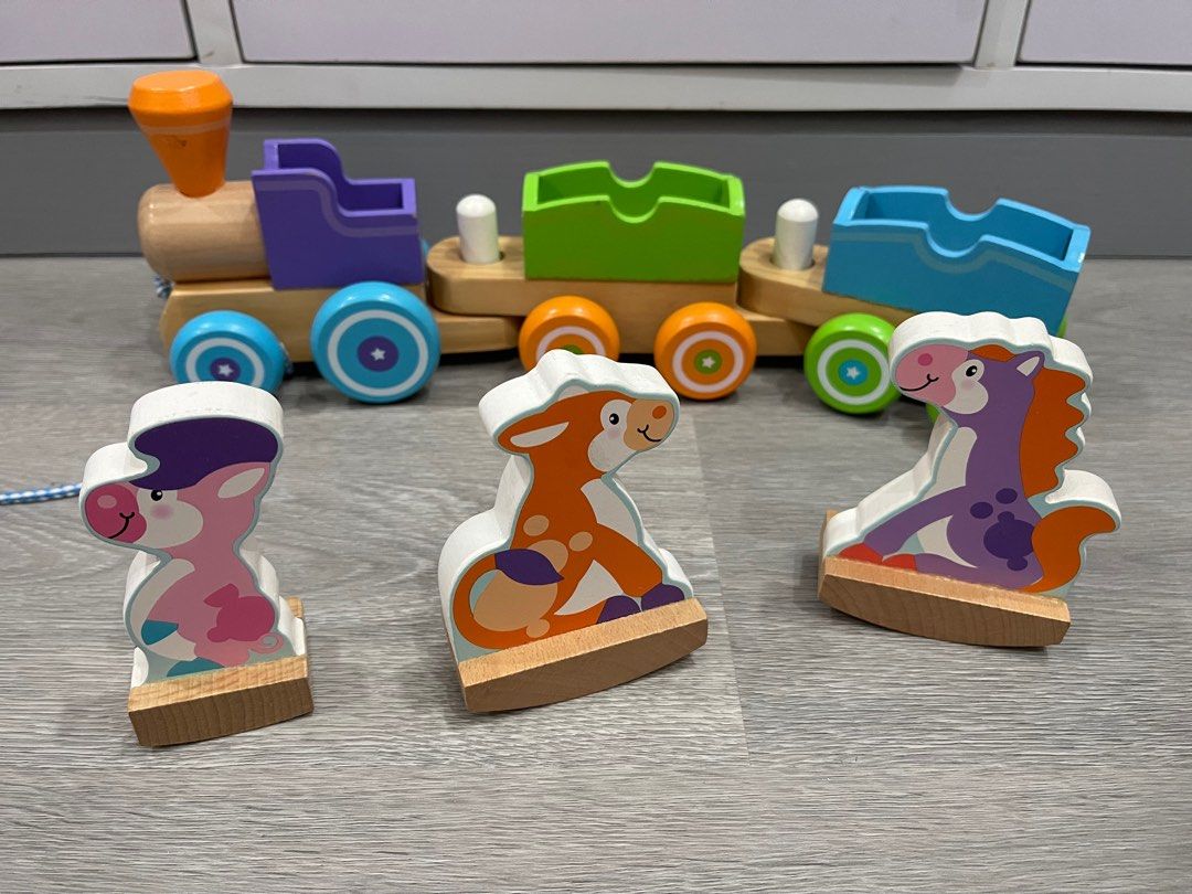 Melissa and doug rocking farm animals pull train on sale