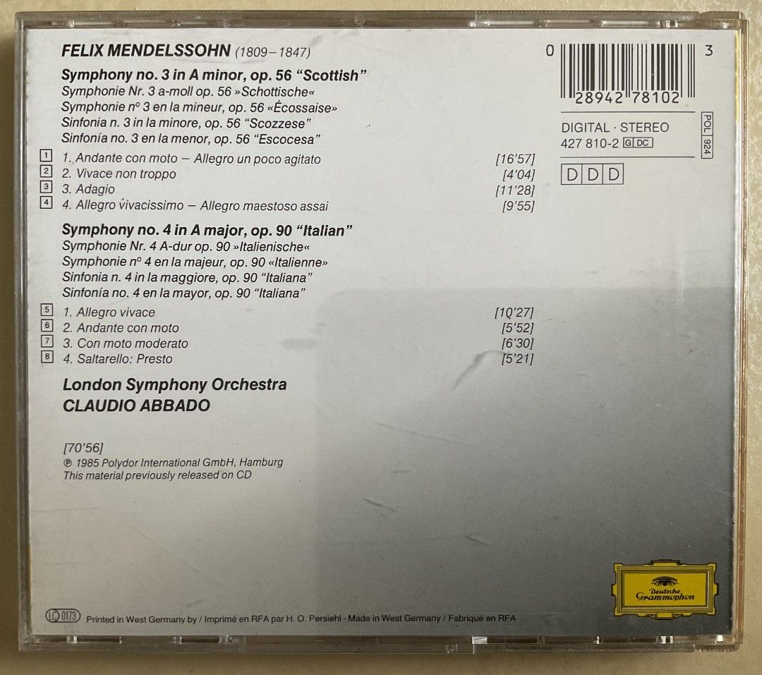 Mendelssohn: Symphonies Nos.3 “Scottish” & 4 “Italian” - London ...