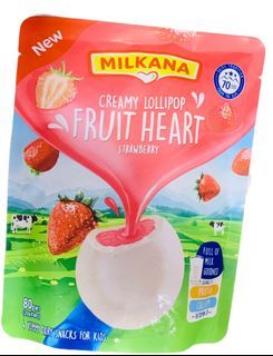 MILKANA CREAMY LOLLIPOP FRUIT HEART STRAWBERRY 4X20G