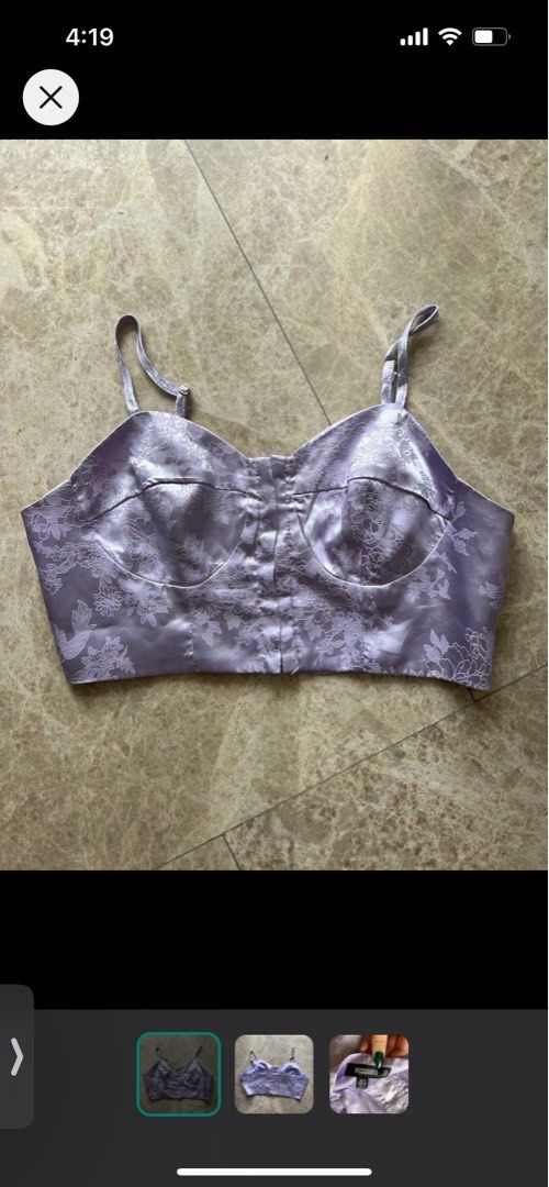 Missguided Satin Purple Top Corset Style/Bralette Style