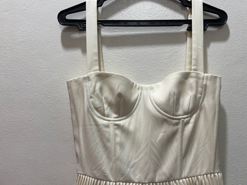 Corset pleated ivory dress, Women's Fashion, Dresses & Sets, Dresses on