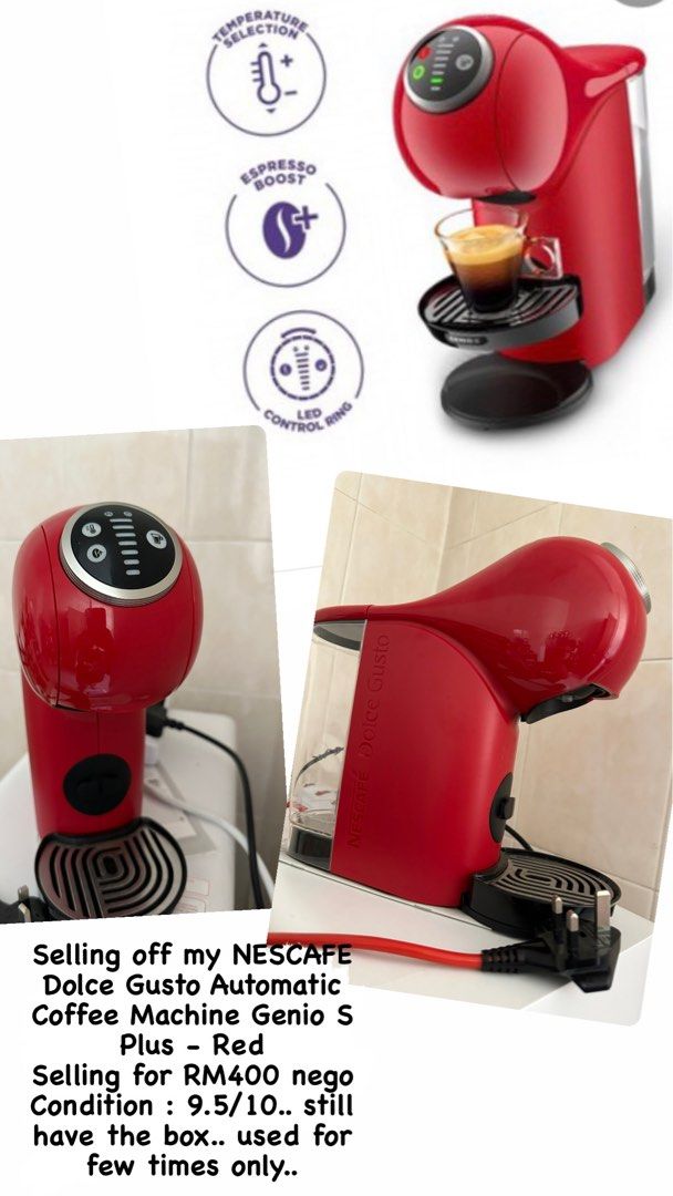 Nescafe Dolce Gusto Malaysia Coffee Machine Genio Red, TV & Home