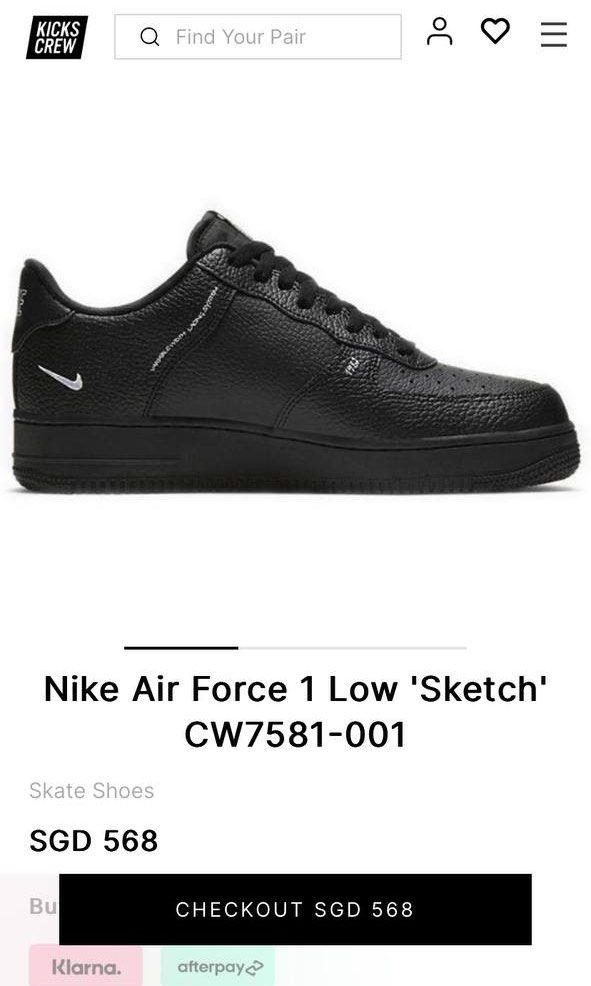 Nike Air Force 1 Low 'Sketch' Black/White/Black CW7581-001