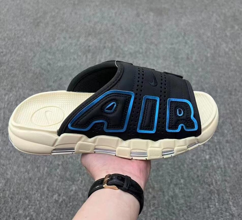 Nike Air More Uptempo Slide Black Sanddrift Iridescent, 男裝, 鞋