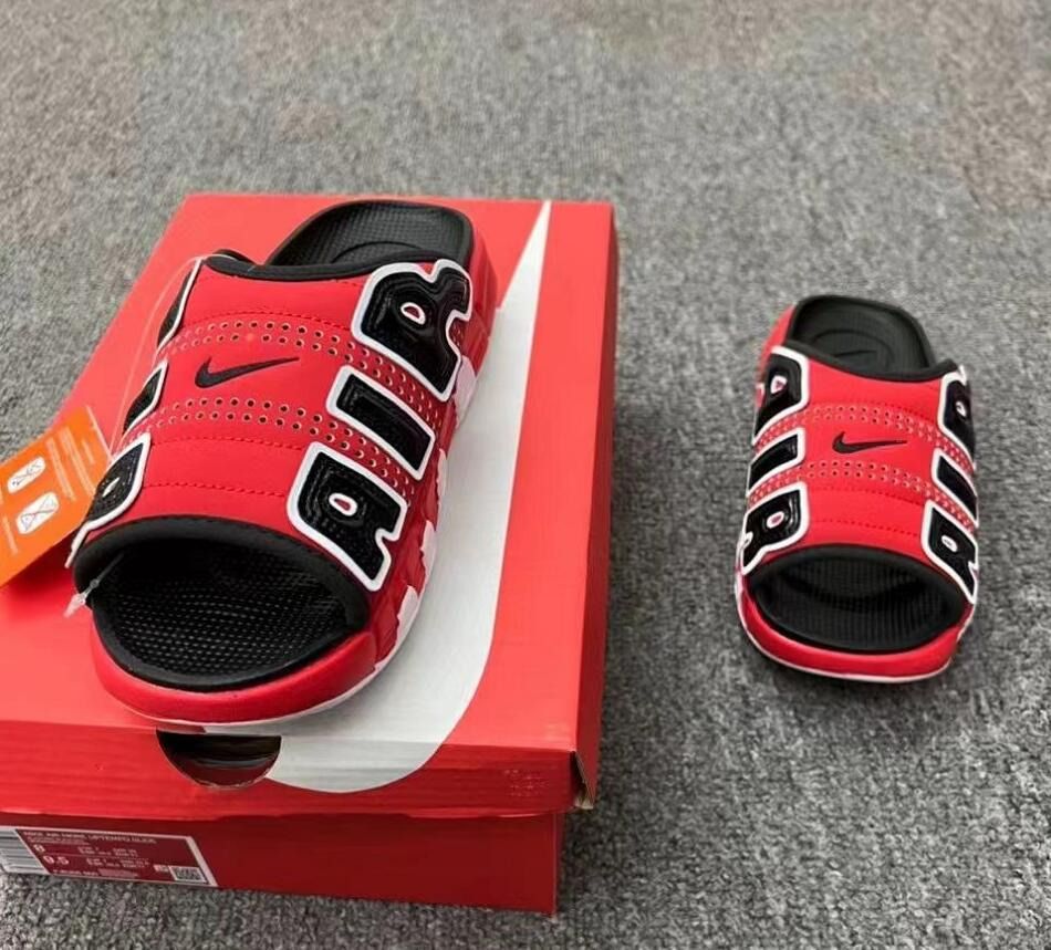 Nike Air More Uptempo Slide Sandals White Red, 男裝, 鞋, 拖鞋