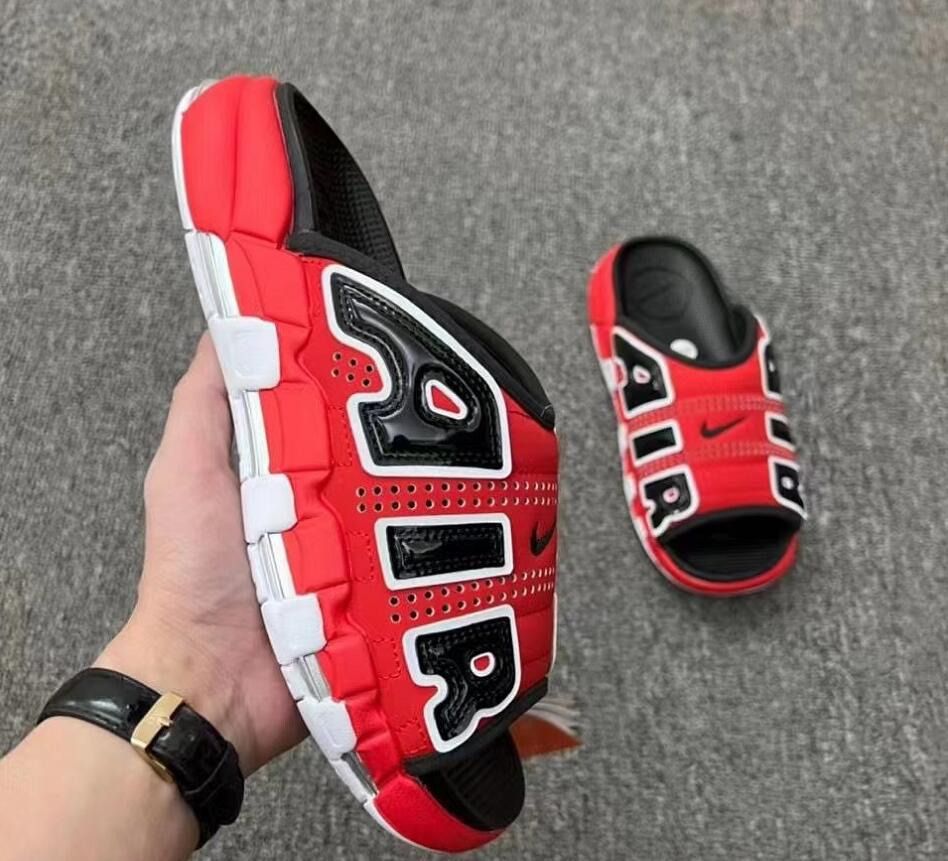 Nike Air More Uptempo Slide Sandals White Red, 男裝, 鞋, 拖鞋