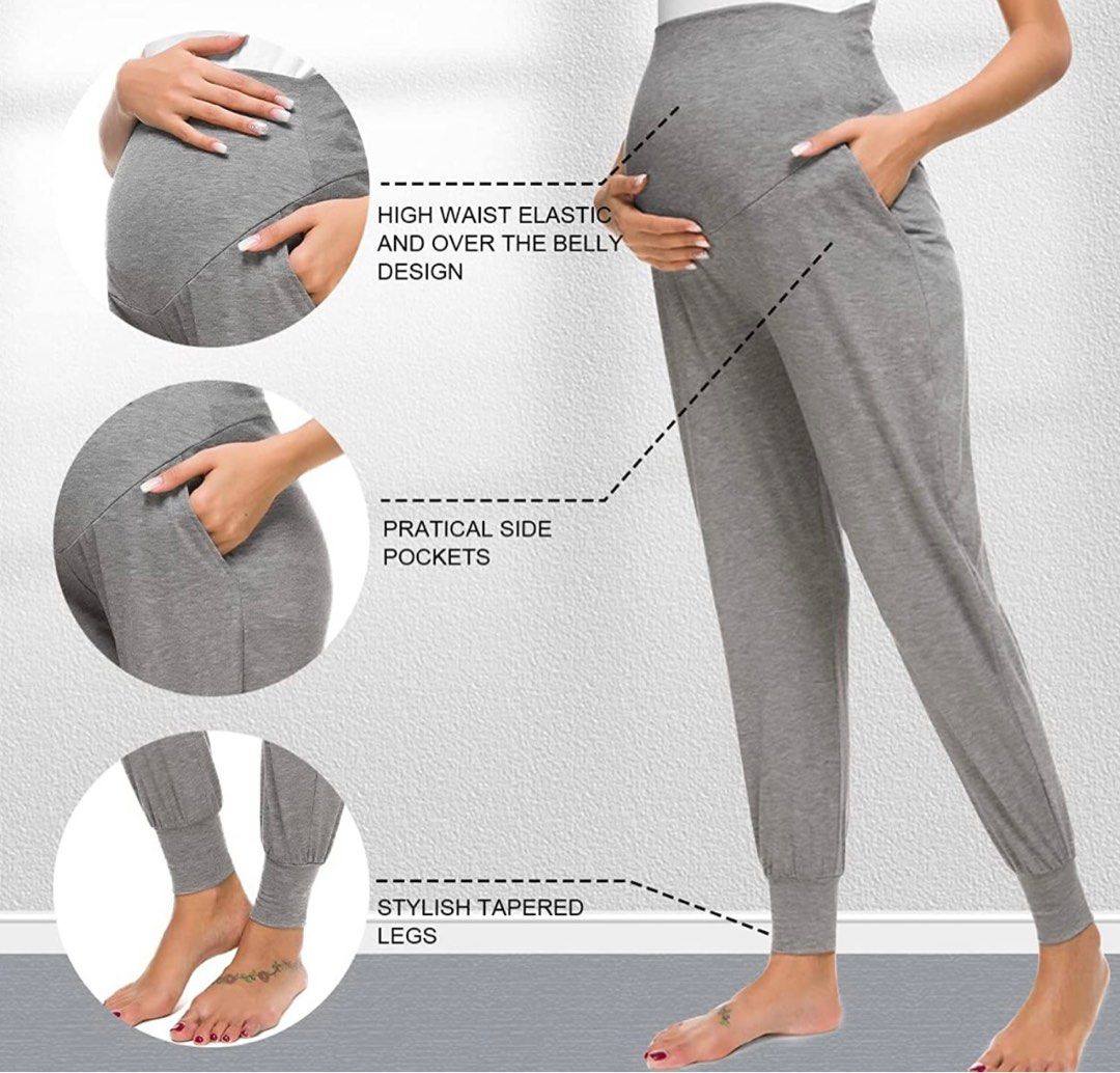 PACBREEZE Women's Maternity Pants Lounge Workout Joggers Over The Belly  Pajama Sweatpants Stretchy Pregnancy Pants