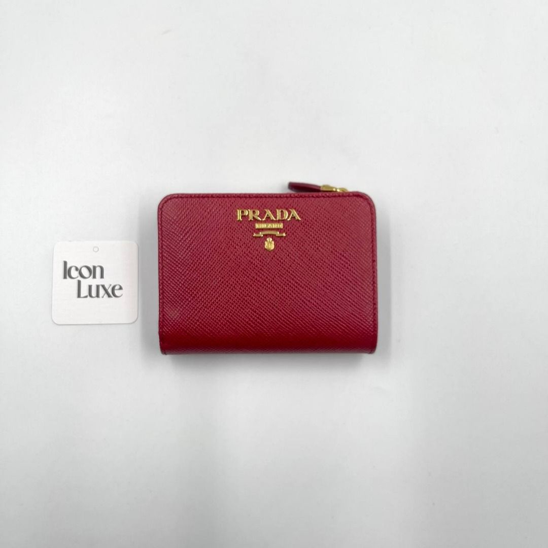 P2158 Prada Red Saffiano Leather Small Wallet, Luxury, Bags & Wallets on  Carousell