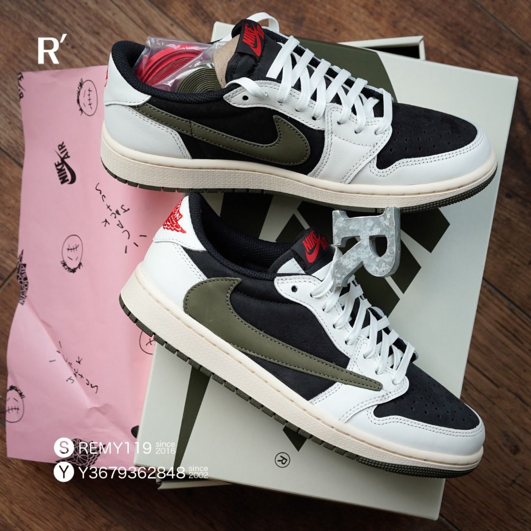 R'選物W7.5/24.5 Travis Scott Jordan 1 Low OG Olive 倒鉤橄欖綠