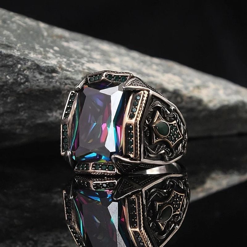 Rainbow Signet Ring Men s Fashion Watches Accessories Jewelry