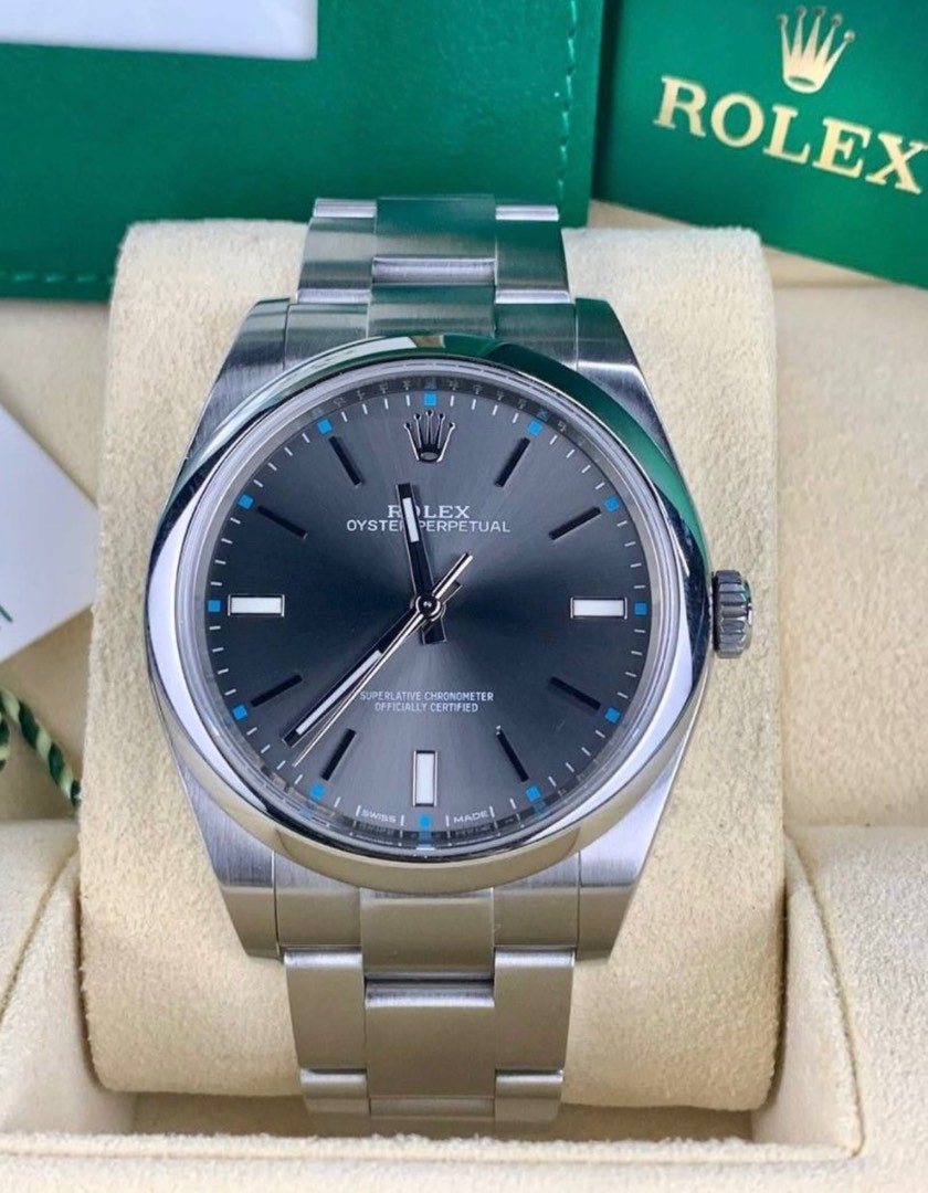 ROLEX OYSTER PERPETUAL RHODIUM DIAL Luxury Watches on Carousell