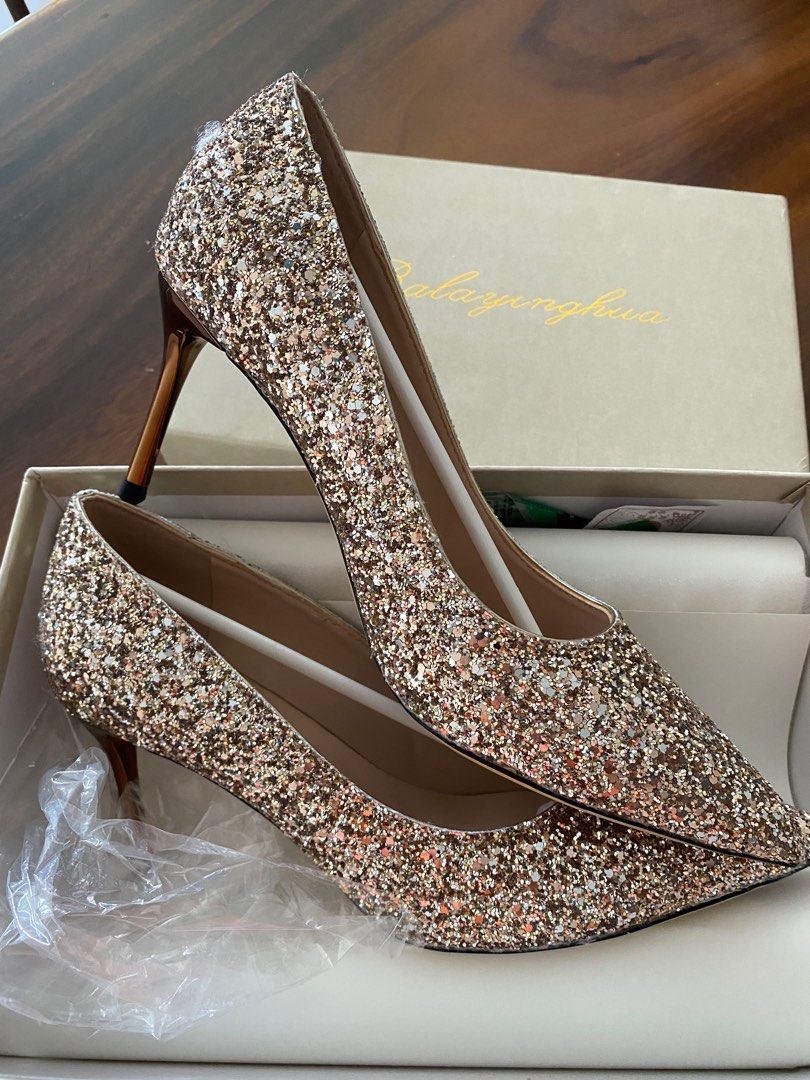 Glitter heels cheap rose gold