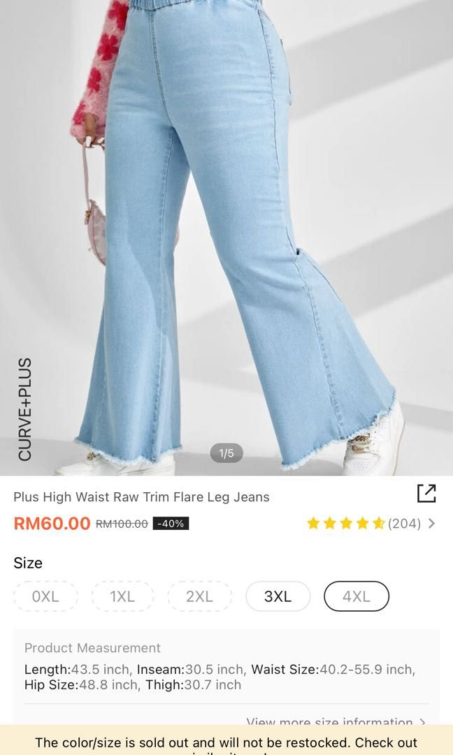 Seluar jeans 2024 perempuan plus size