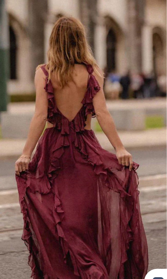 Shona joy marquis backless frill maxi dress Women s Fashion