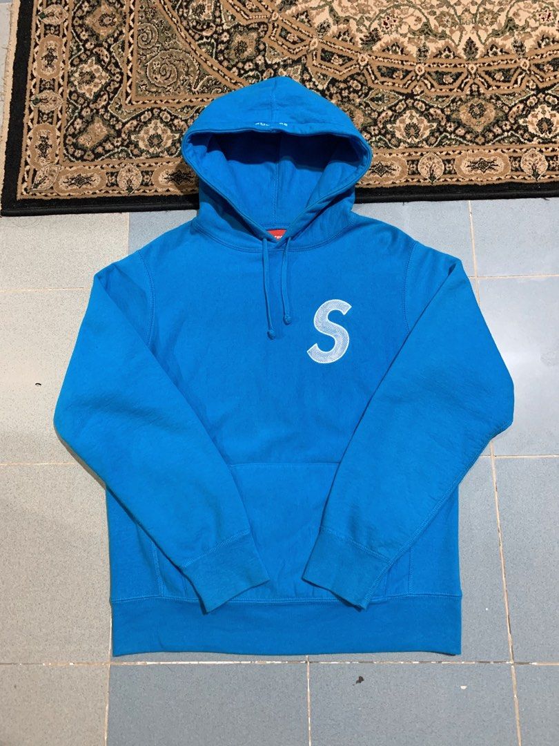 Supreme s logo shop hoodie blue
