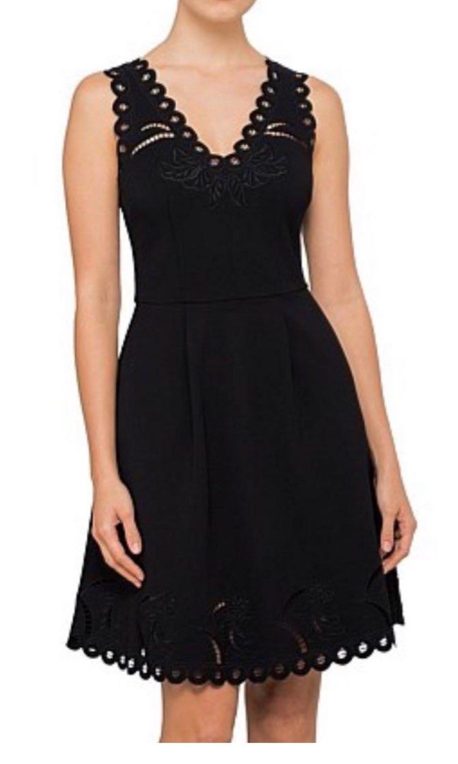 green emerald velvet dress Ted Baker Cammey Scalloped Skater Dress White Sz 4 Ted 10 US New  Finds  For You