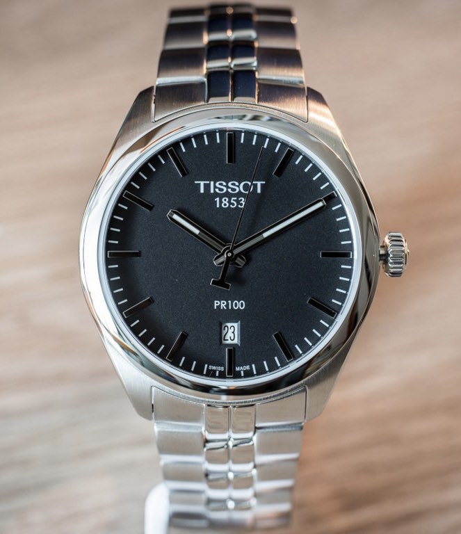 Tissot pr100 watch battery operated (black), 名牌, 手錶 Carousell