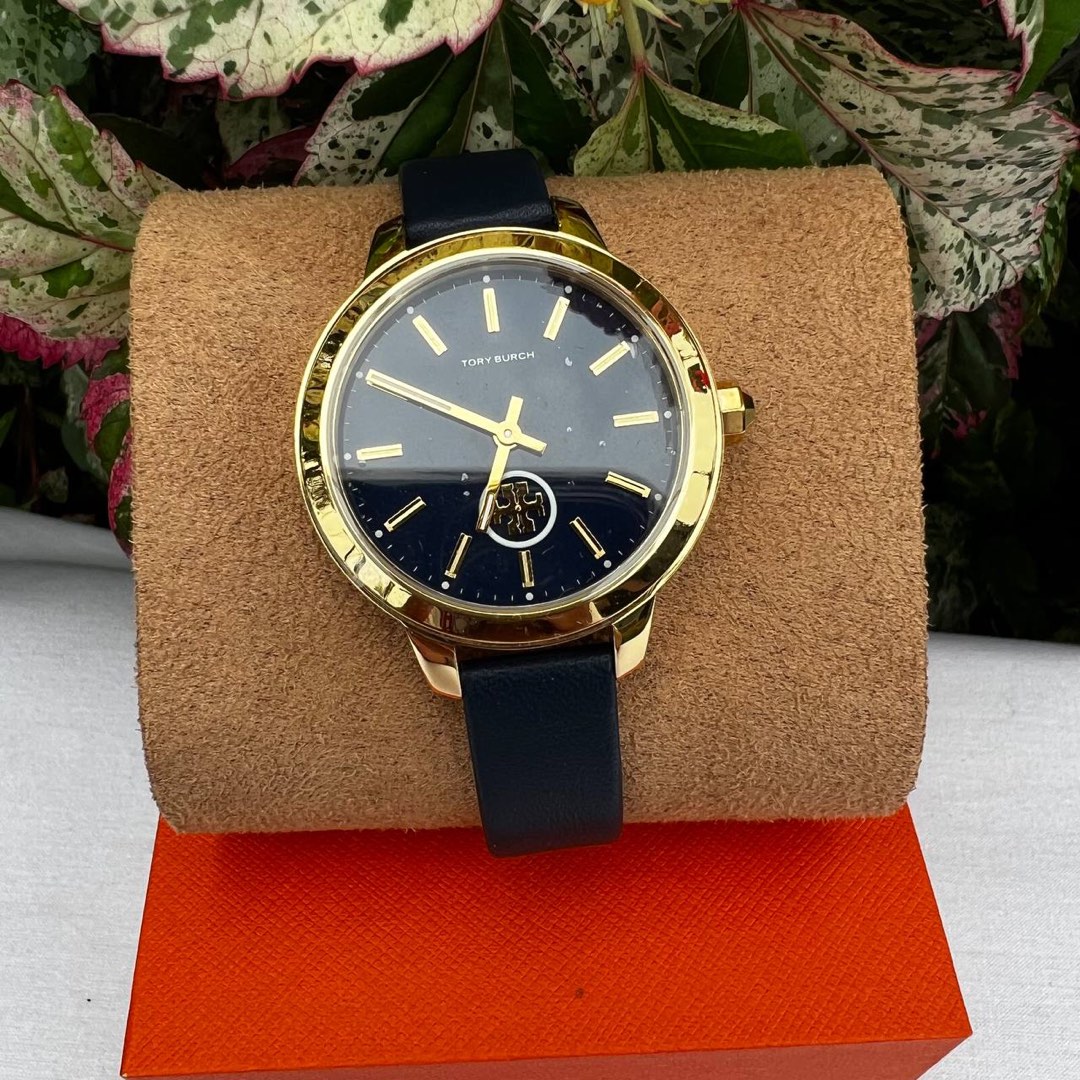 Tory Burch Collins Leather Watch Blue - Tbw1203 One Size