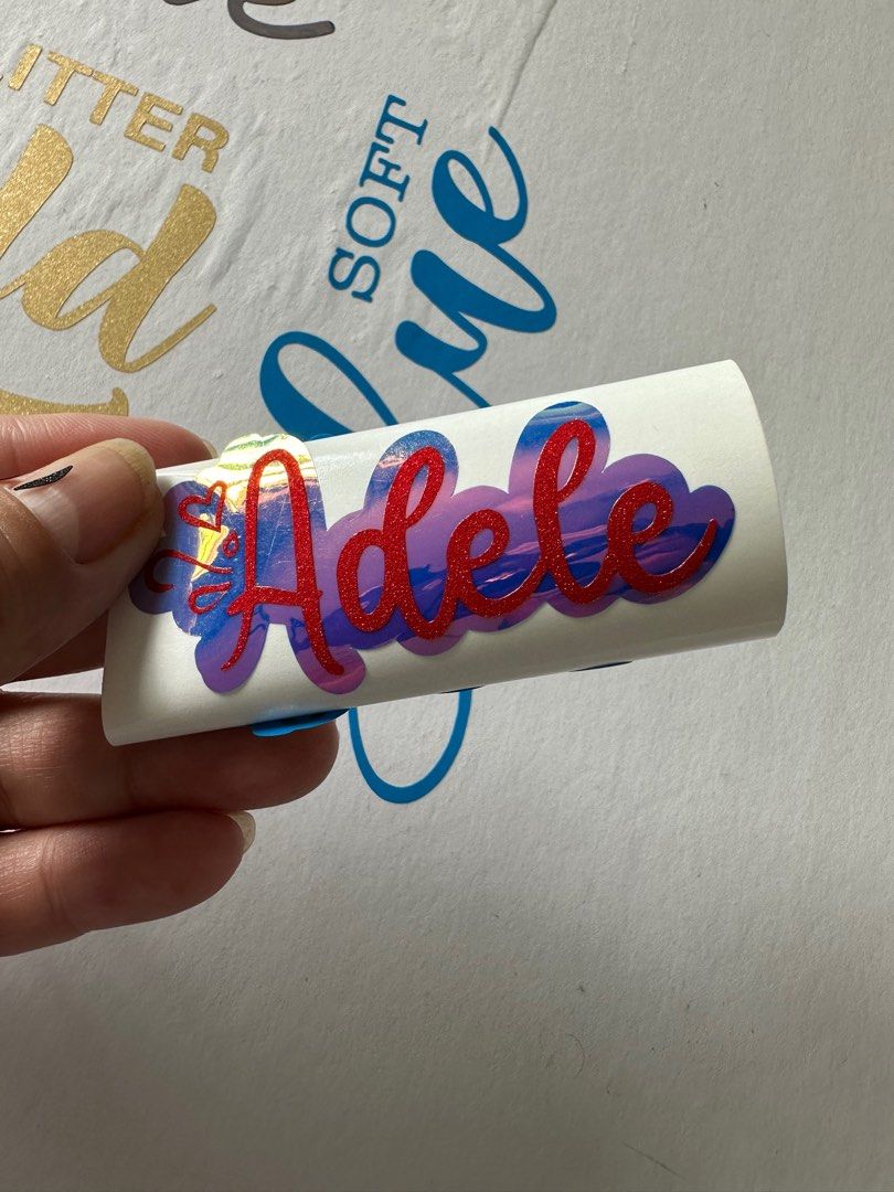 Waterproof Name stickers 2 colour combinations adhesive vinyl, Hobbies