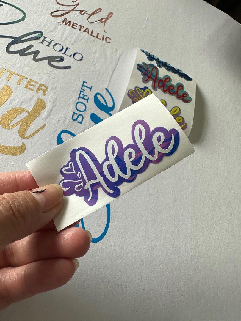 Waterproof Name stickers 2 colour combinations adhesive vinyl, Hobbies