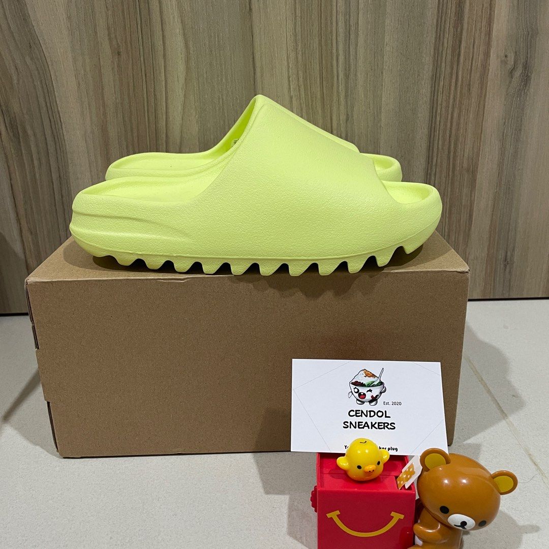 Yeezy Slide Glow Green Women s Fashion Footwear Flipflops and
