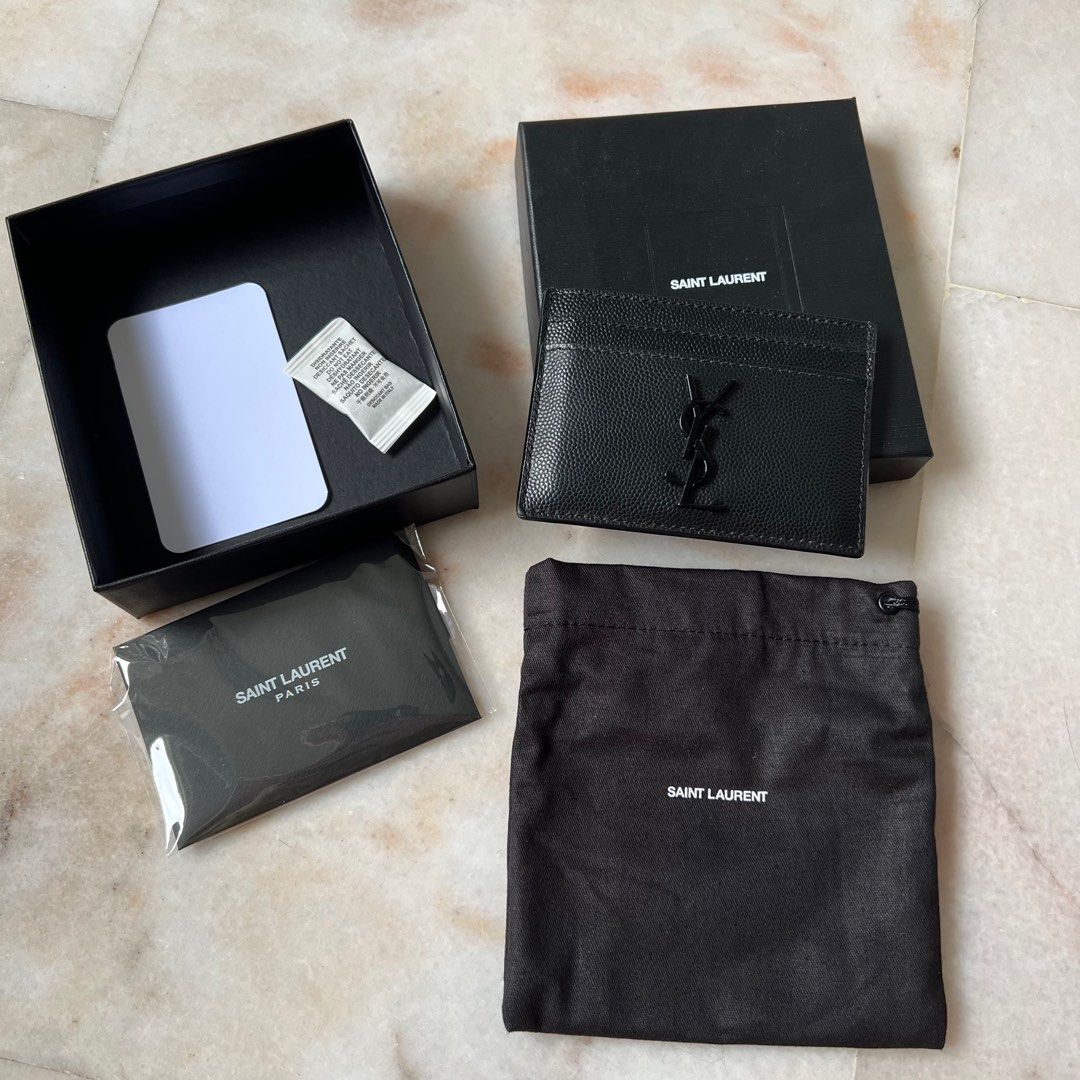 Ysl logo plaque card new arrivals holder