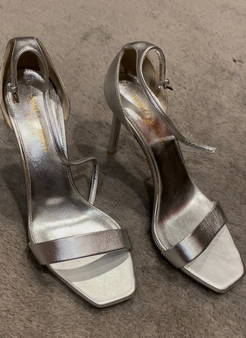 YSL silver heels on Carousell
