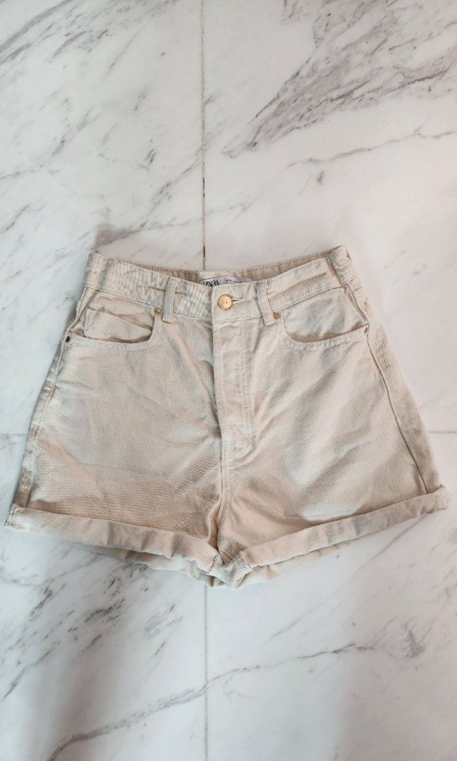 Zara cream shorts store
