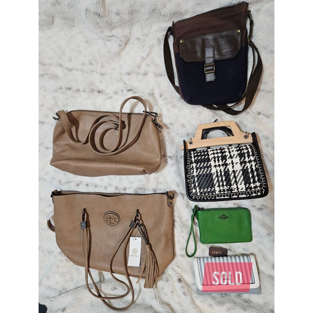 2 in 1 set fake leather bag tan colour, Women's Fashion, Bags & Wallets