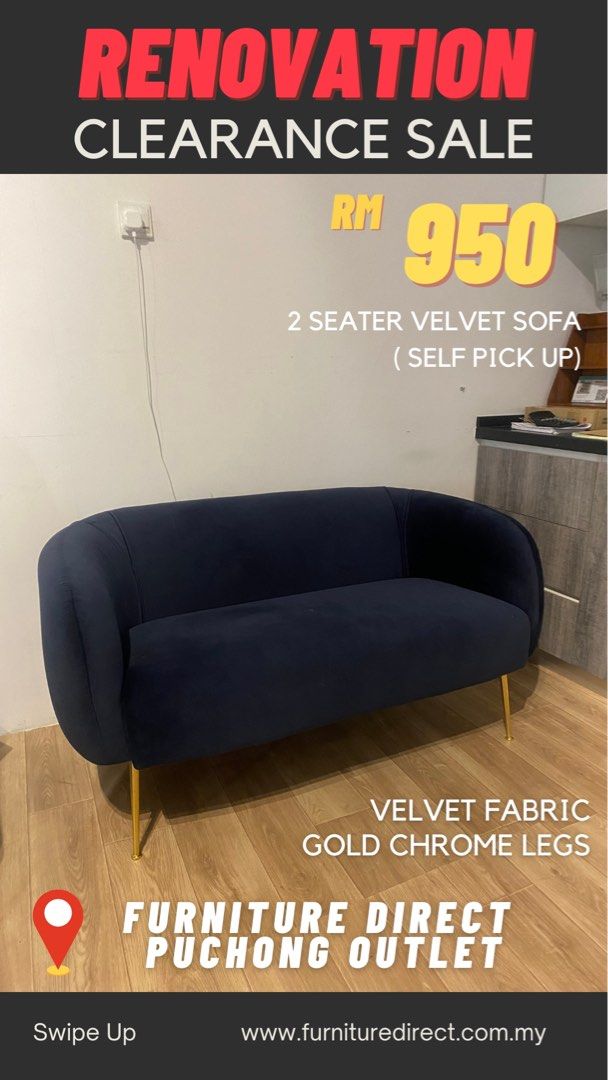 2 seater velvet fabric, Furniture & Home Living, Furniture, Sofas on