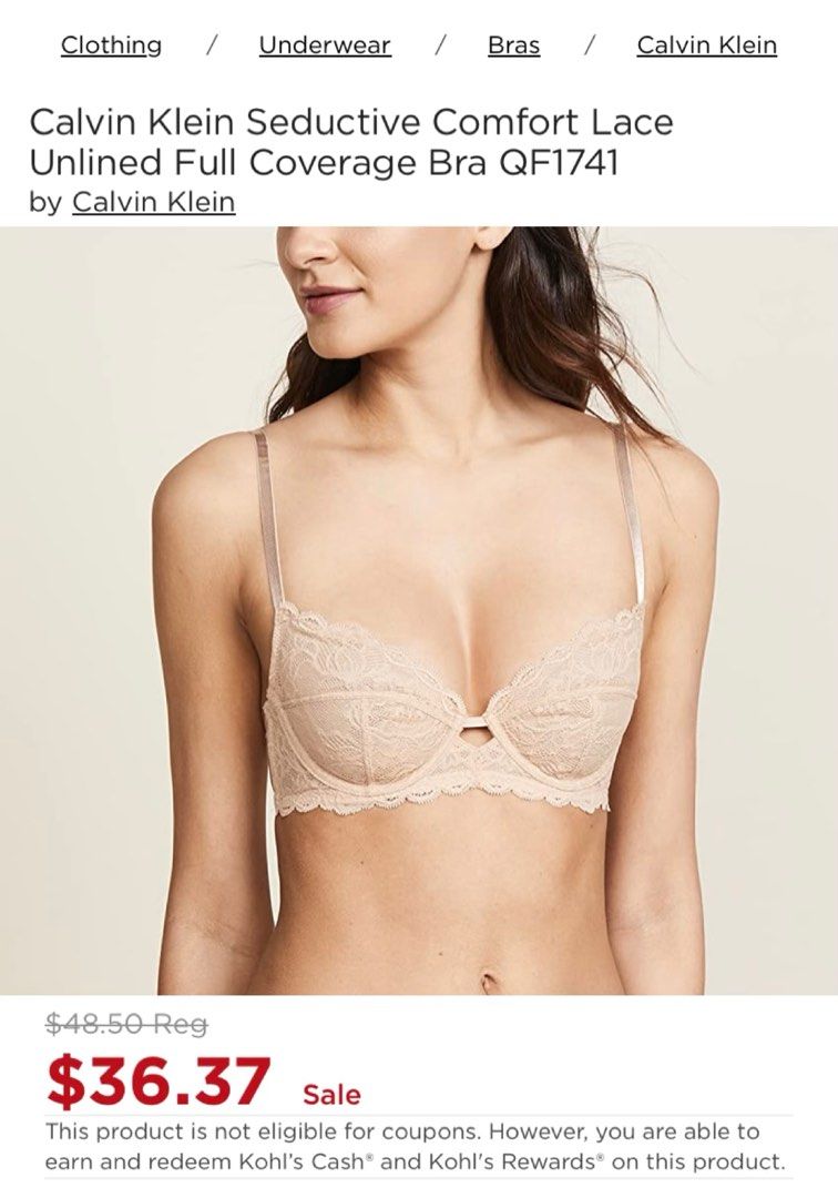 38C Calvin Klein Nonpadded Lace Bra, Women's Fashion, Undergarments &  Loungewear on Carousell