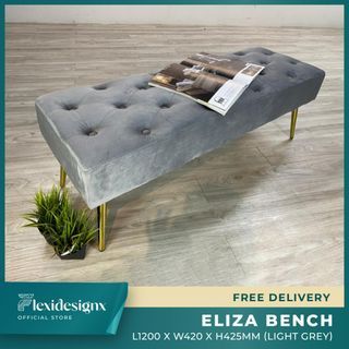 70% OFF! Eliza Bench Chair with Velvet Fabric Seat 120cm/ Classic designed- Free shipping