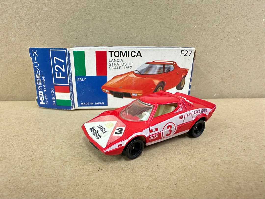 平放絕版Tomica車仔藍盒made in Japan F27 lancia stratos HF