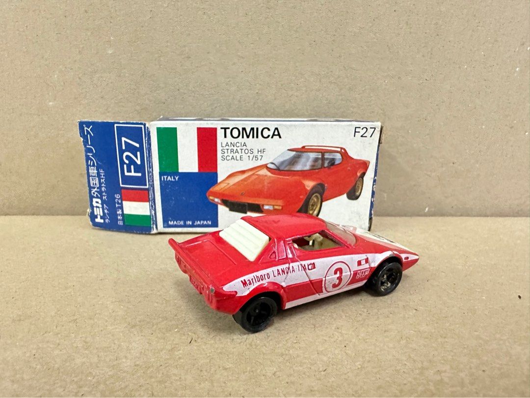 平放絕版Tomica車仔藍盒made in Japan F27 lancia stratos HF