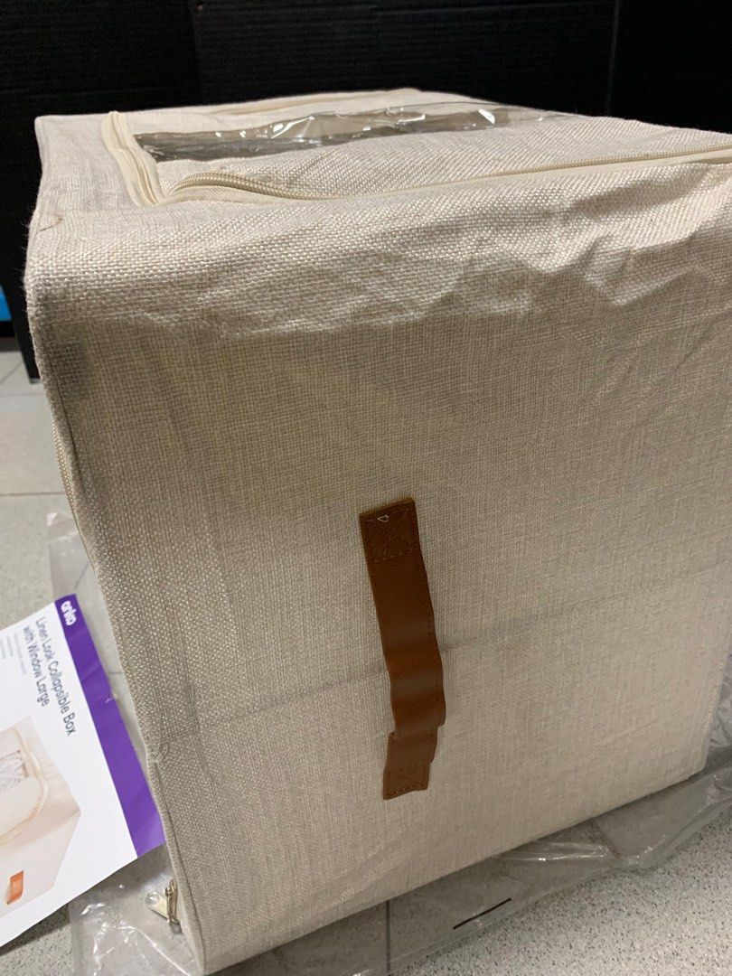 Anko Linen Look Collapsilbe Box with Window, Large, Storage Box ...