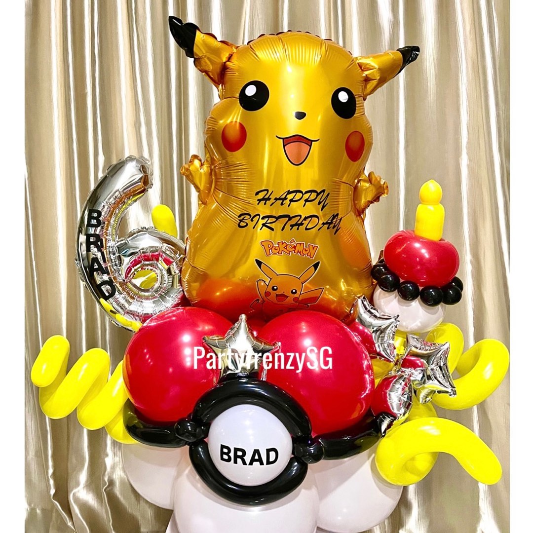 Balloon Pikachu Table Centerpiece Balloon Pokemon Decoration No Foil Number Foil