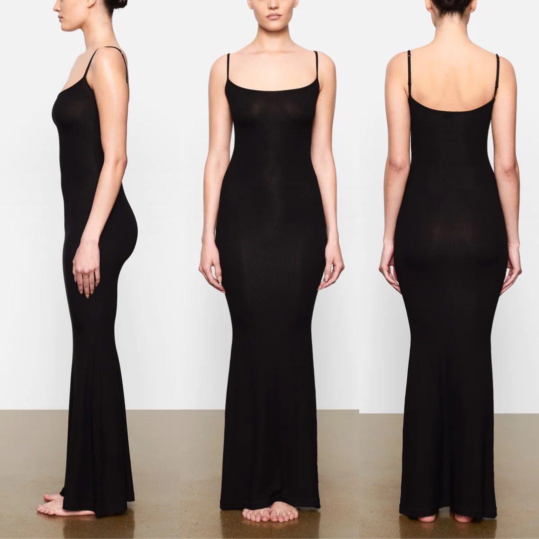 SKIMS long slip dress in onyx 🤎  Long slip dress, Slip dress, Dress