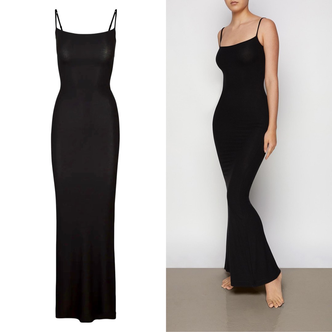 BNWT Skims Soft Lounge Long Slip Dress in Onyx, size XS, S, and M