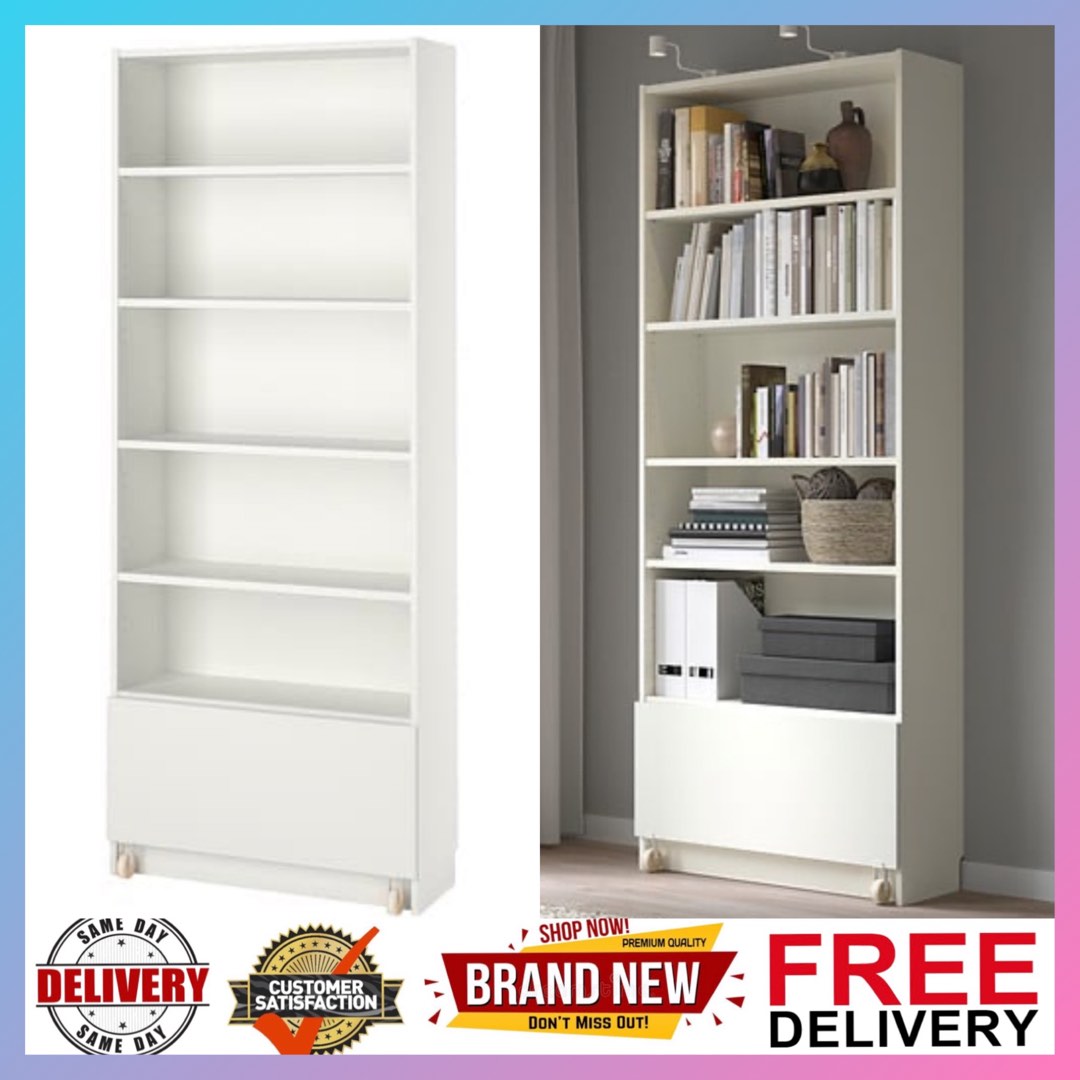 Bookshelf bookcase white BILLY Bookcase with drawer White Malm Brimnes