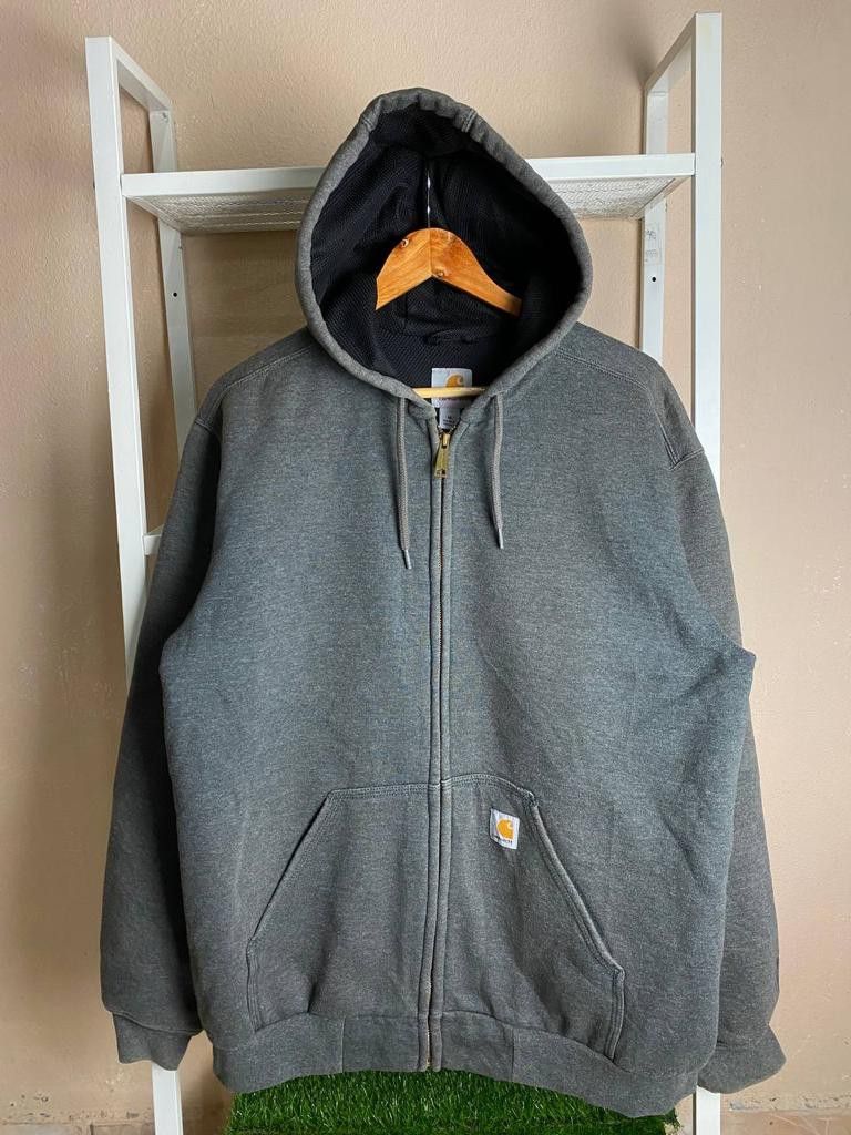 Carhartt Rutland Thermal Line Zip Up Hooded Sweatshirt Pit 24.5