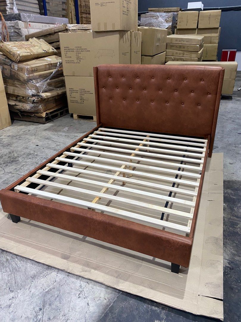 Carina queen brown, Furniture & Home Living, Furniture, Bed Frames