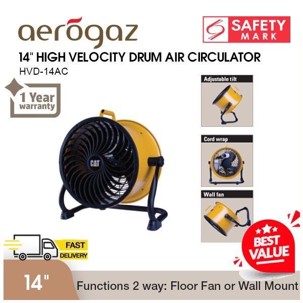 Caterpillar 14 / 18 inch High Velocity Drum Air Circulator / Stand Fan