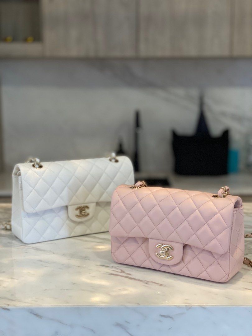 Chanel 23s mini classic flap in pink, Luxury, Bags & Wallets on Carousell