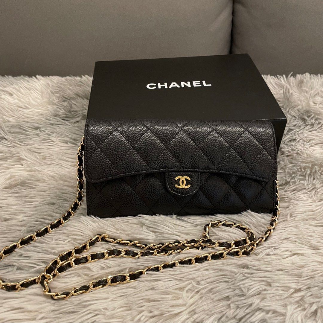Chanel classic flap long wallet in GHW, Luxury, Bags & Wallets on Carousell