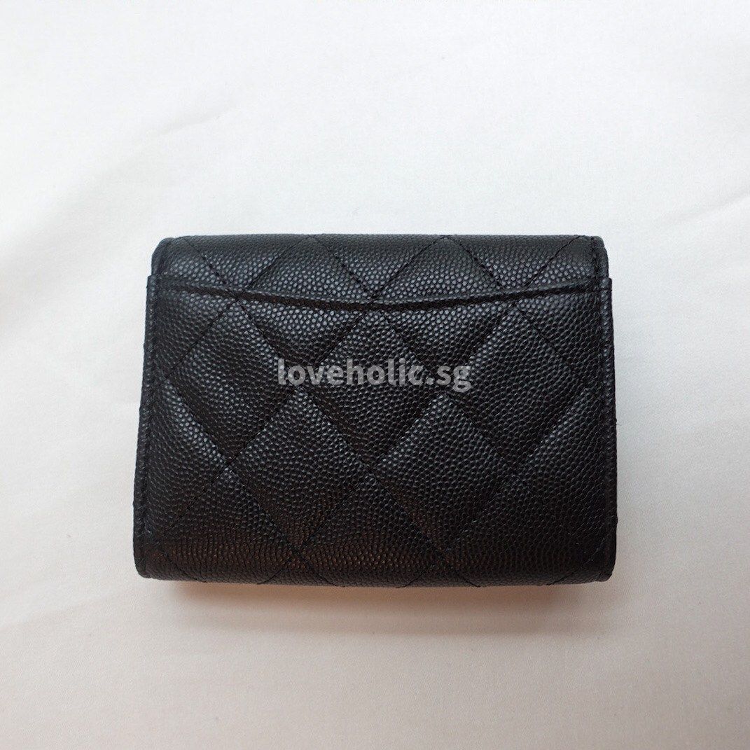 Chanel Flap Card holder Black Caviar Silver Hardware sku 1630, Women