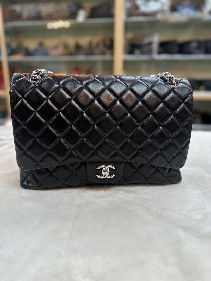Chanel Black Maxi Flap Bag - 90 For Sale on 1stDibs