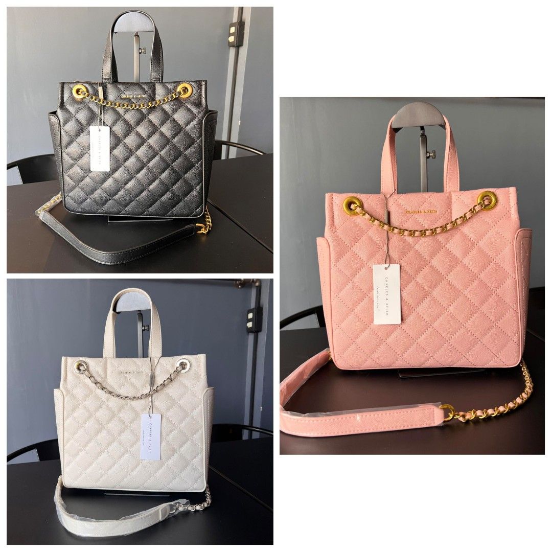 Charles & keith chain detail quilted tote online